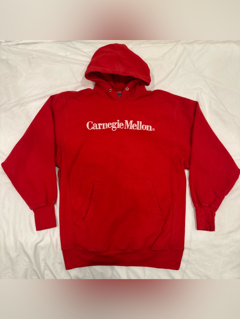 Vintage Carnegie Mellon Steve and Barry's Red Hoodie Size SM Reverse Weave Style